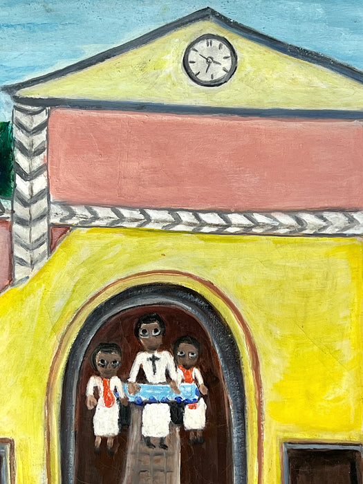 The Haitian Village Wedding, Oil on Canvas Outsider Painting by Theard Alaidin 1993 (Naivist School)
