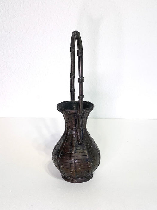 Antique Japanese Bronze Basket-Form Vase (Ikebana)