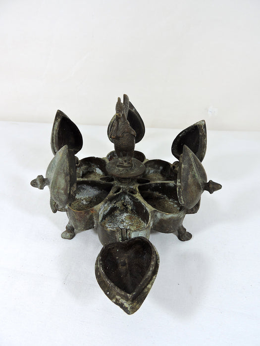 Antique Metal Indian 'Raj' Spice Container / Storage Box With Sacred Bird Finial