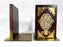 Mid Century Chinese Rosewood and Green Jade Pheonix Bookends With Auspicious Brass Bats and Butterflies