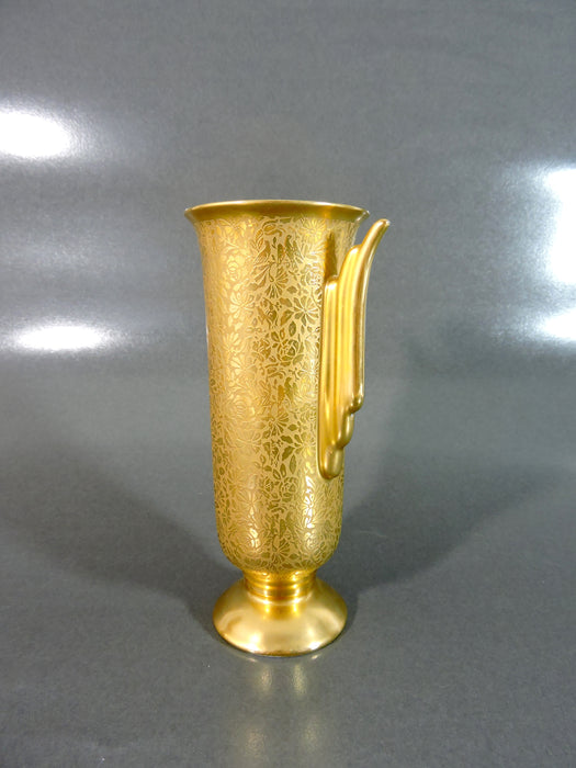 Vintage Ed Langbein Art Deco Porcelain Gilt Flower Vase, New York