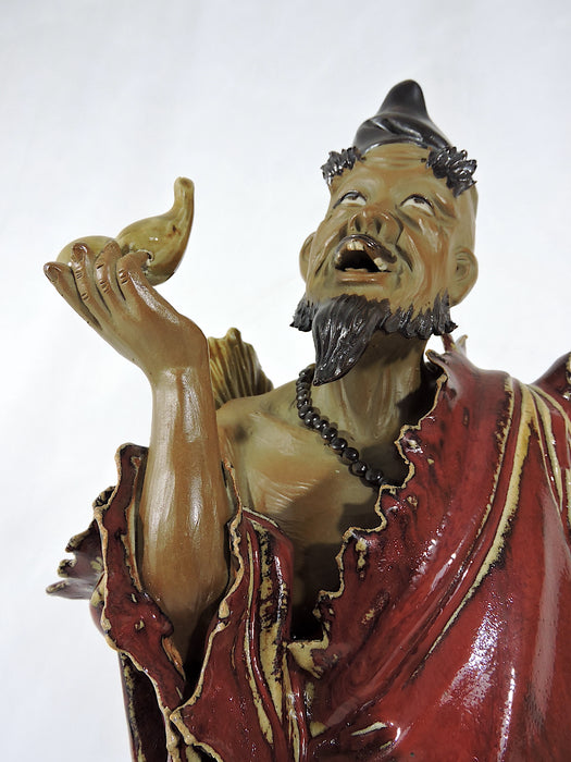 Large Chinese Shiwan Figure of Li, One of the Eight Chinese Immortals, Signed 19"