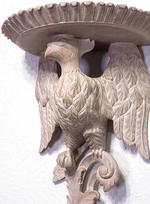Late 20th Century Maitland Smith Carved Wood Eagle Wall Shelves - a Pair