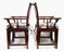 Fine Antique Chinese Officials Rosewood Chairs With Chinoiserie Navy Cushions, a Pair