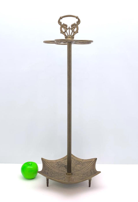 1920's Chinese Parasol Umbrella Brass Stand, Dragon Handle