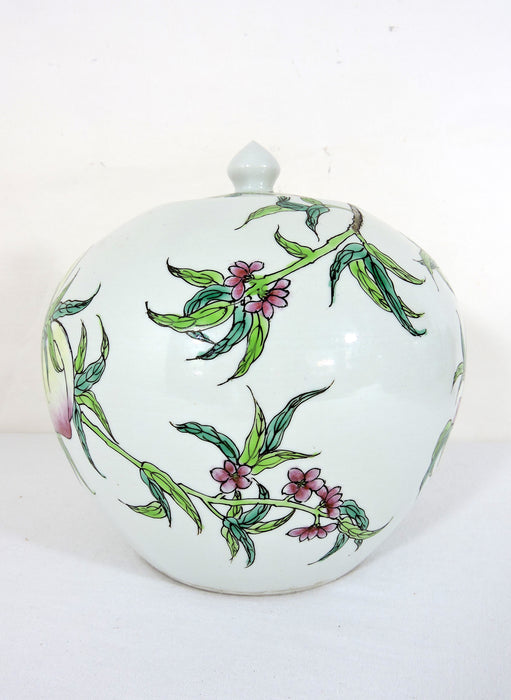 Antique White Porcelain Chinese Ginger Jar With Peaches, Tongzhi Mark
