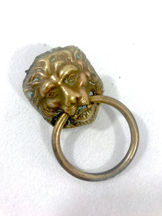 1940's Antique Cast Bronze Brass Lion Ring Pulls