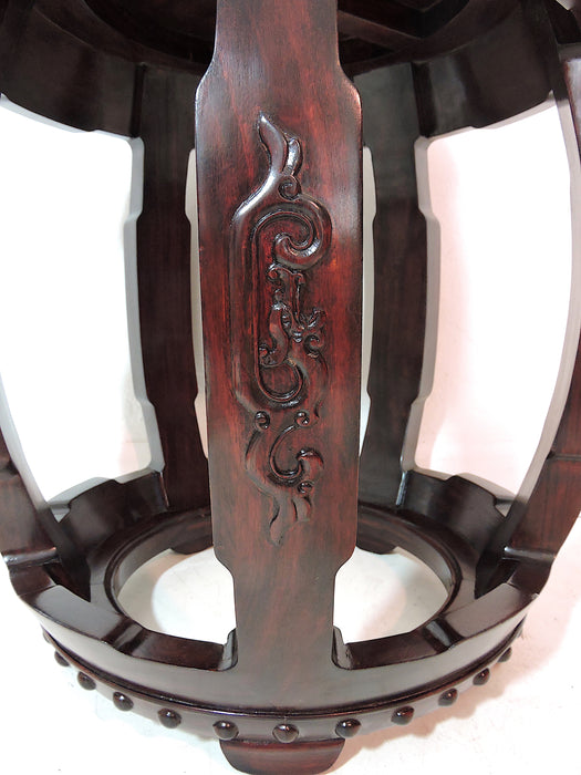 1950s Chinese Solid Rosewood 'Running Dragon' Mahjong Stool or Side Table, Shanghai (5 Available)