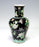 Vintage Black Chinese Famille Verte (Jade Green) Archaic Porcelain Vase With Cherry Blossoms and Butterflies / Moths by Sadek