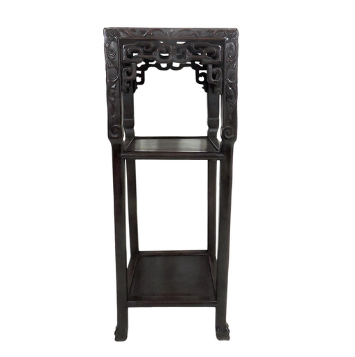 Antique Chinese Blackwood Plant Stand or Display Table With Marble Top (Hongmu)