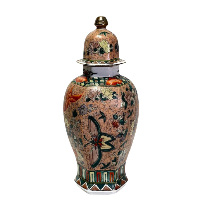 1940s Chinese Republic Period Kangxi Style Signed Jar / Urn With Butterflies and Flowers