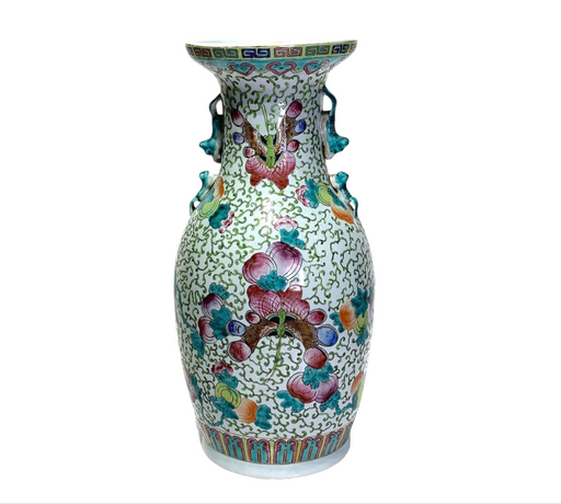Mid 20th Century Chinese Porcelain Vase or Lamp Base With Large Butterflies / Moths