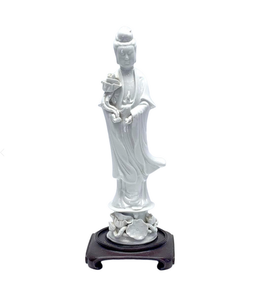 Vintage Chinese Blanc De Chine White Porcelain Figure of Goddess, Guanyin