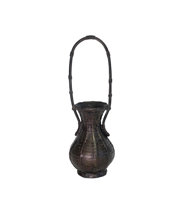Antique Japanese Bronze Basket-Form Vase (Ikebana)