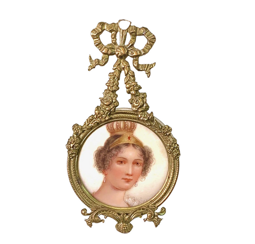 19th Century Portrait Miniature Porcelain Plaque of Queen Hortense, Holland (Pendant)