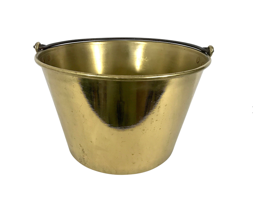 19th. Century Antique American Ansonia Brass Fireplace Bucket, Pail or Kettle 1866