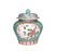 Antique Nyonya / Straits Chinese Turquoise Porcelain Ginger Jar With Auspicious Objects & Lotus Flowers