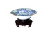 18th Century Antique Chinese Export Blue & White Porcelain Bowl with Rosewood Stand, Qing Dynasty