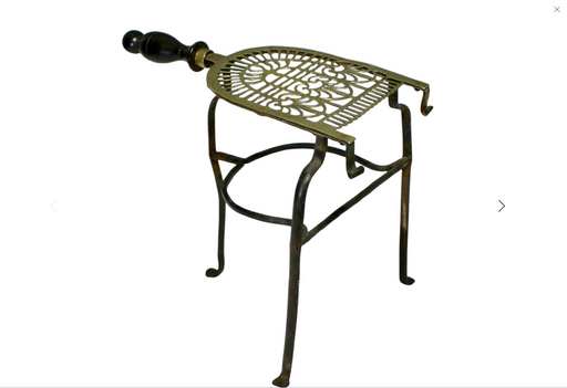 Early Antique Georgian Brass & Wrought-Iron Fireplace Trivet or Warming Grate