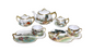 Fine Vintage Taisho Period Japanese Kutani Porcelain Tea Set Service for Two