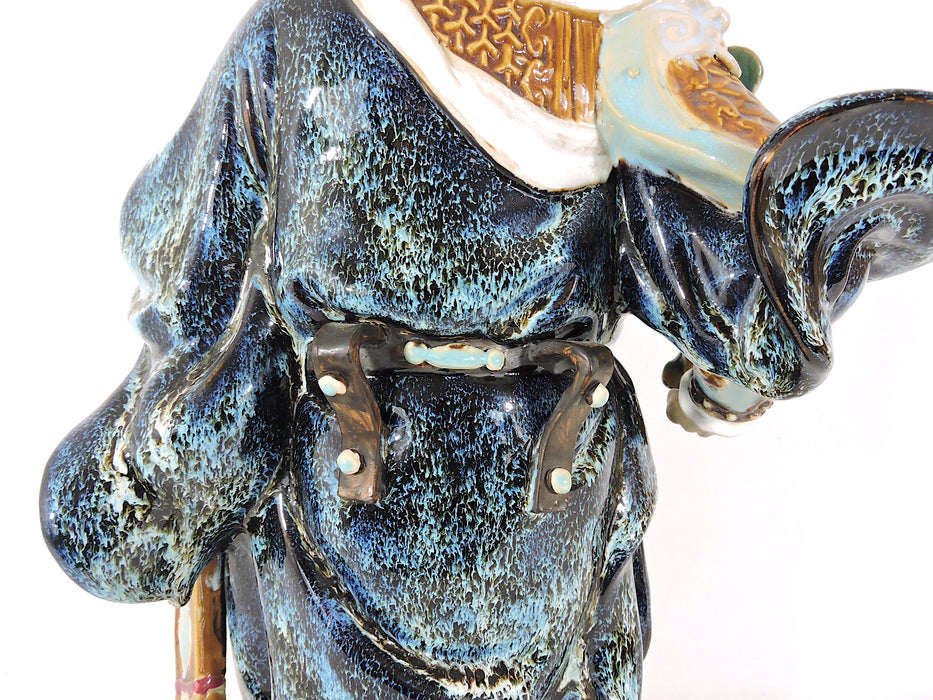 Magnificent Vintage Chinese Ceramic Figure of 'Zhong Kui' Demon Vanquisher, Shiwan Pottery 18"