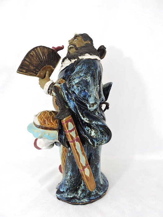 Magnificent Vintage Chinese Ceramic Figure of 'Zhong Kui' Demon Vanquisher, Shiwan Pottery 18"