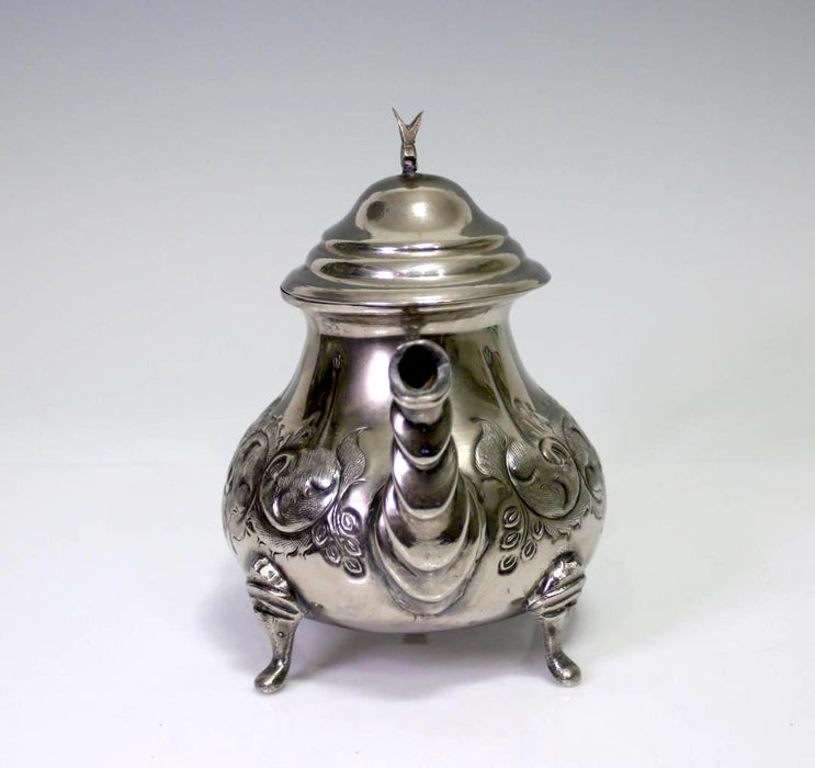 Antique Middle Eastern Silver Plate Repouse Tea Pot