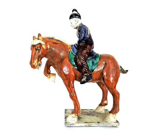 Chinese T'ang Dynasty Glazed Ceramic  Sancai Horse and Rider
