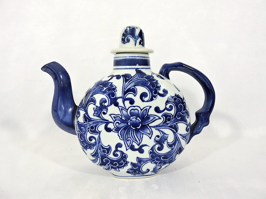 Vintage Chinese Blue & White Porcelain Tea Pot Set- 3 Pieces