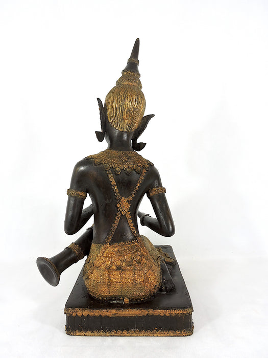 Early 20th Century Thai Bronze & Gilt Female Figure, the Klong Yao Musician