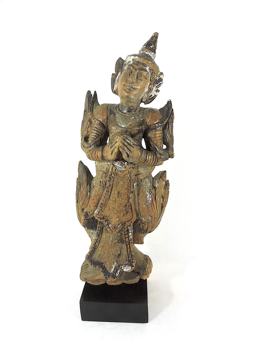 Late 19th Century Antique Wood 'Teppanom' Temple Angel Statue (Thailand)
