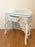 Vintage White Rectangular Wicker Desk, Console or Vanity With Glass Top