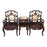 Pair of Late Qing Chinese Arm Chairs & Table Suite, Black Wood and Dali Lake Marble (Hongmu)