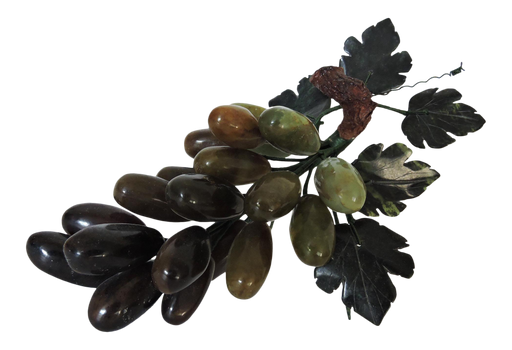 Decorative Polished Onyx Italian Grapes Cluster on the Vine W9"