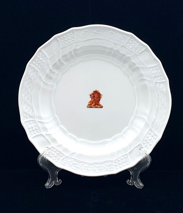 19th Century White Meissen Plate with Heraldic Lion Armorial