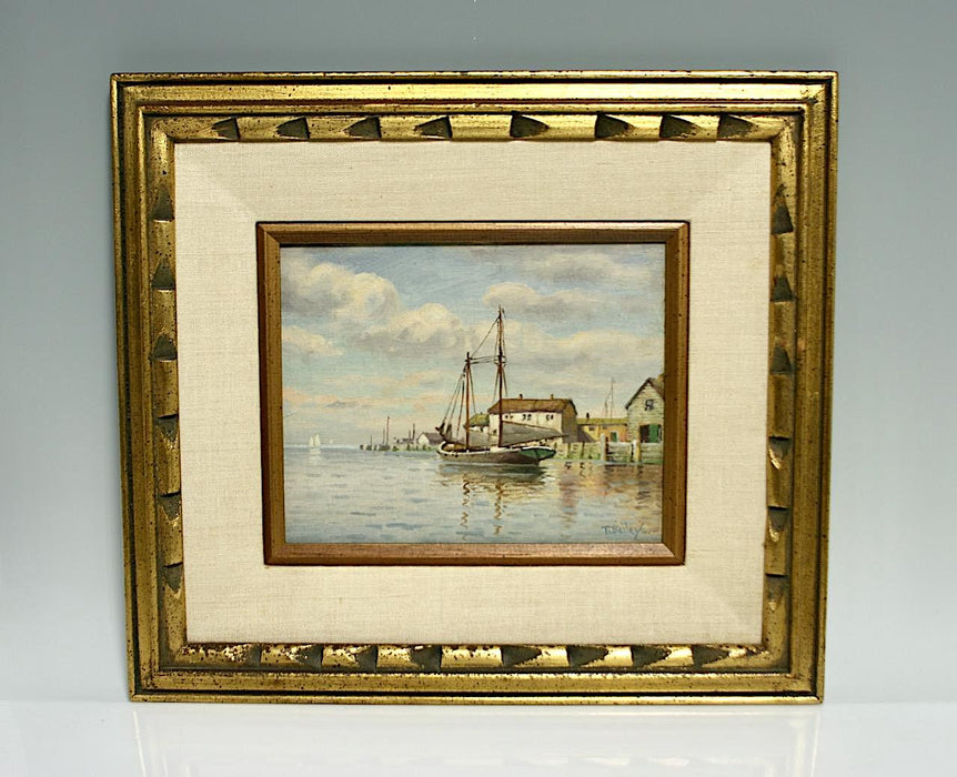 Historical New England Plein Air Harbour Oil Paintings Signed T. Bailey 1934, Rockport and Gloucester
