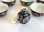 Vintage Famille Noire Rice Bowls With Soy Sauce Cruet Jingdezhen Zhongguo Period, 6 Peice Set