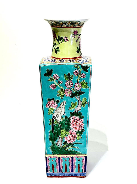 Vintage Chinese Export Square-Form Vase/Lamp Base -- Nyonya Straits, Mid-20th Century