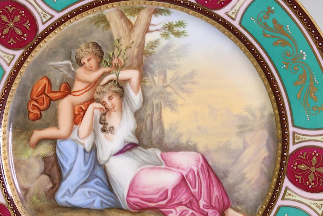Antique Royal Vienna Cabinet Plate With A Classical Scene "Cupid and Psyche", Signed