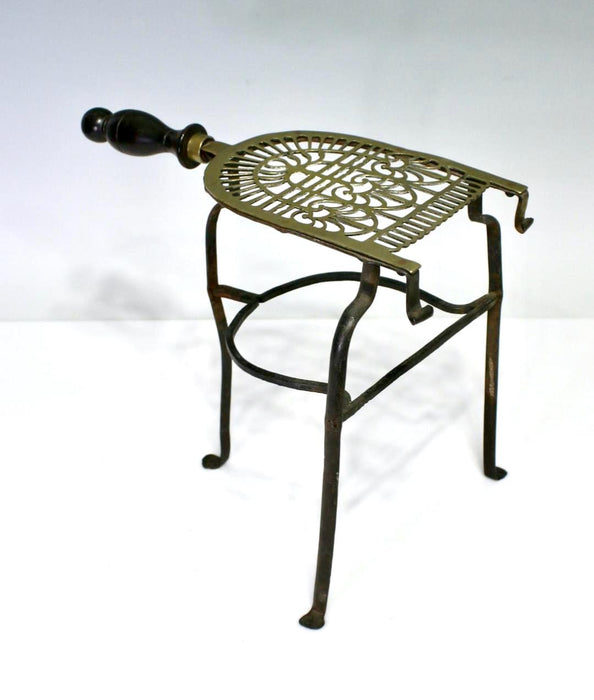 Early Antique Georgian Brass & Wrought-Iron Fireplace Trivet or Warming Grate