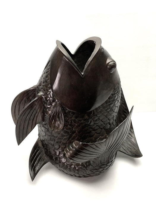 Large Chinese Fish-Form Bronze Planter / Vase 16"