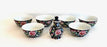 Vintage Famille Noire Rice Bowls With Soy Sauce Cruet Jingdezhen Zhongguo Period, 6 Peice Set